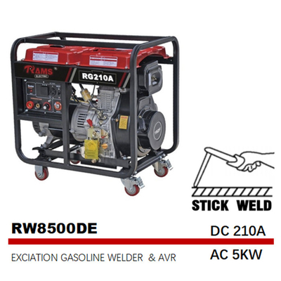 fase monofásica elétrica de solda da C.A. 5kw do começo da excitação do gerador da vara 210A diesel