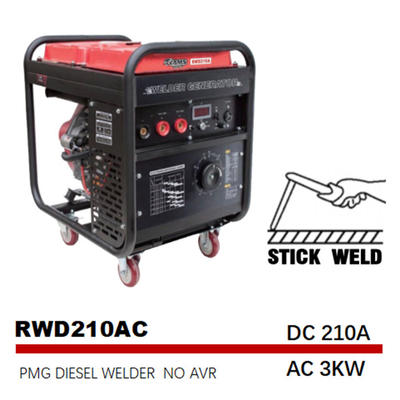 motor de cobre completo da C.A. 3kw de Genset Diesel Welder Generator da vara 210A