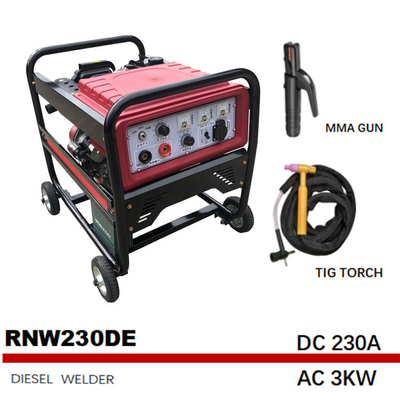 O CE aprovou o tanque pequeno RNW230DE da C.C. 1.6kw de Gen Welder do arco da GASOLINA 230A